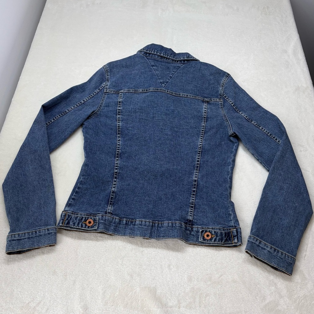 Tommy Jeans Denim Jacket Womens Size L Medium Wash Stretch Classic Blue Jean - Picture 9 of 10